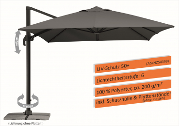 Schneider SET Ampelschirm Rhodos Grande 400x300cm anthrazit + Ständer + Hülle